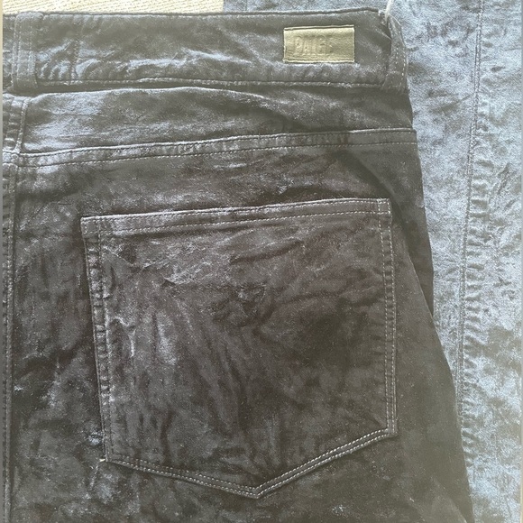 Women's Navy PAIGE Velvet Coated Pants - Sz. 30 - Picture 3 of 6